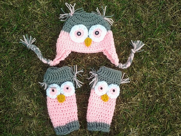 Owl Baby Legs and Hat Set