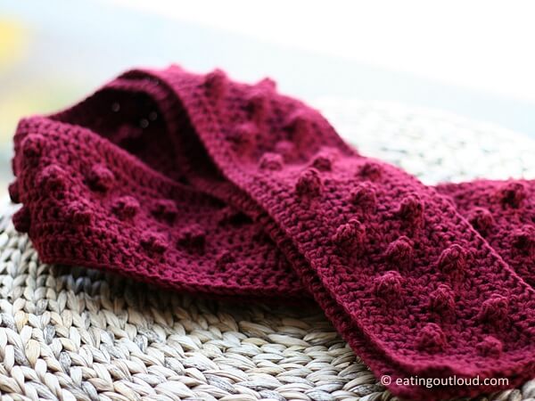 Bumpy Popcorn Crochet Scarf