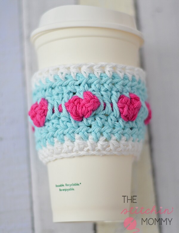 Cup Full of Love Crochet Coffee Cozy