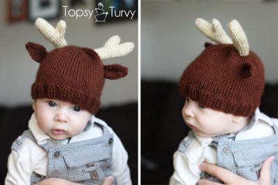 reindeer antler baby beanie