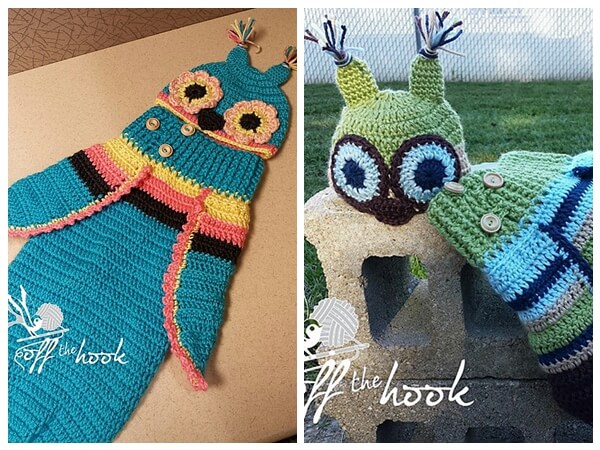 3 Button Baby Owl Cocoon & Hat