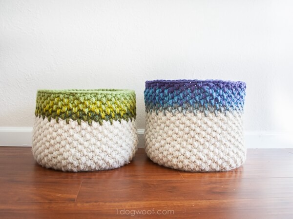 Color Block Crochet Basket