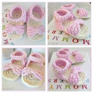 Bow Front Crochet Baby Sandals
