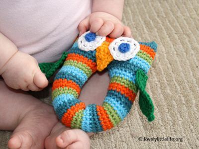 Stripey Owl Baby Rattle