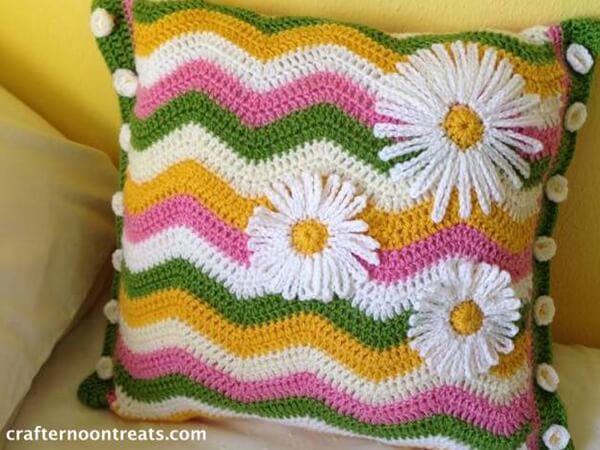 Daisy crochet ripple cushion taDah