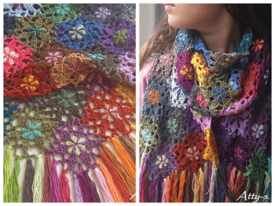 Flower Scarf made with leftovers