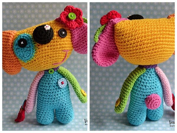 Crochet dog pattern - Rainbow dogie