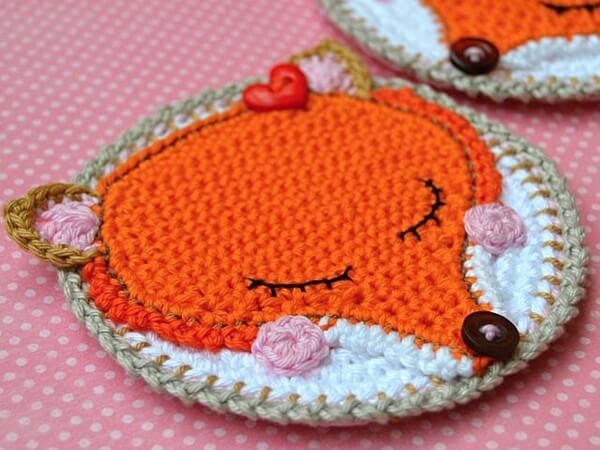 CROCHET FOX COASTER