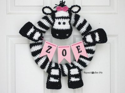 Crochet Zebra Wreath