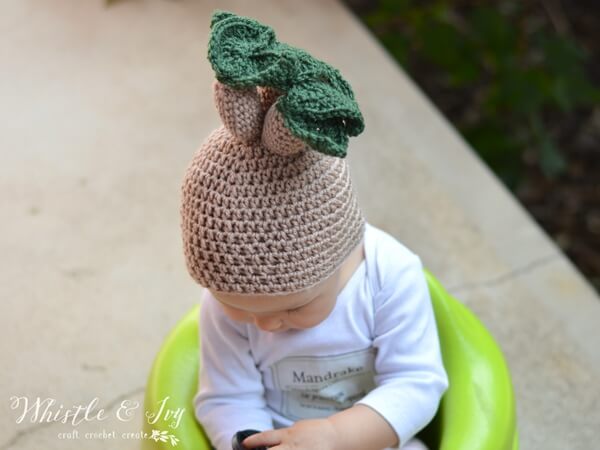 Crochet Mandrake Baby Hat