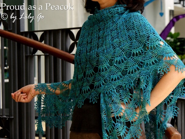 Proud as a Peacock Crocheted Shawl