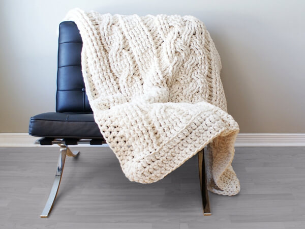 Super Chunky Double Cable Throw Blanket / Rug