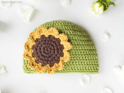 Sunflower Baby Hat Free Crochet Pattern 2