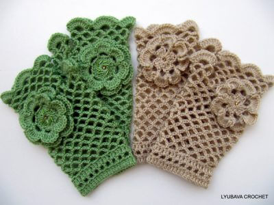 Crochet Lace Gloves With Flower