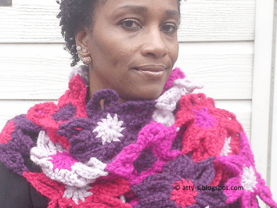 Chunky Crochet Flower Scarf