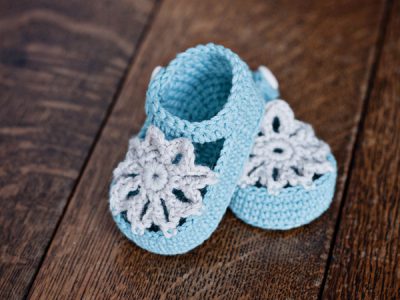 Mint Mary Janes Baby Booties