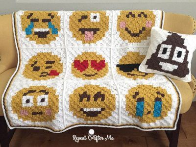 Crochet Emoji C2C Braphgan Blanket