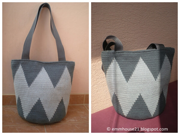 Sharp tapestry crochet bag
