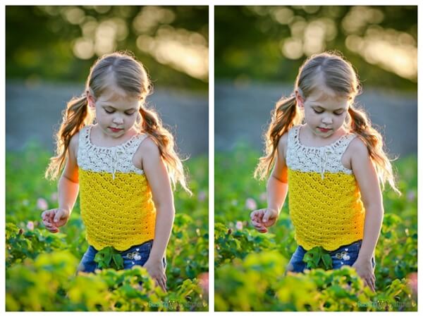 Girl’s Yellow Cotton Crochet Shirt