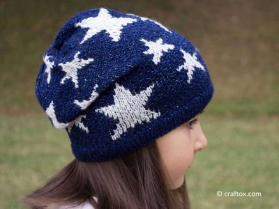 Slouchy Beanie with Stars