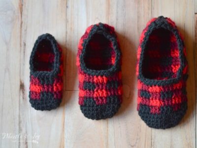 Crochet Plaid Slippers