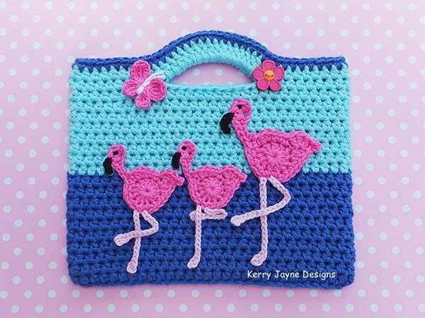 Dancing Flamingos Crochet Bag