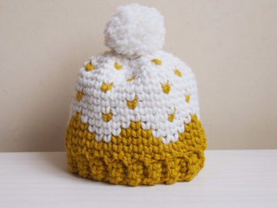 Let it snow knit look hat