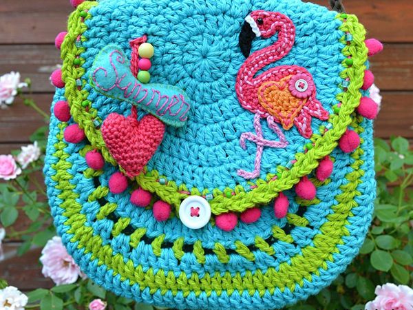 Flamingo crochet purse