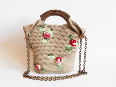 Crochet pattern for 3D roses bag