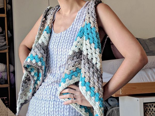 Striped Triangle Shawl-Vest