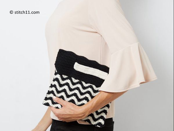 Chevron Wristlet Clutch Bag