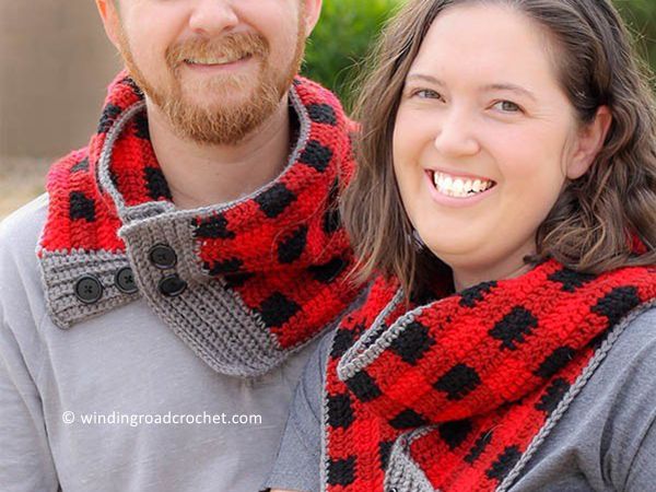Buttoned Plaid Scarf
