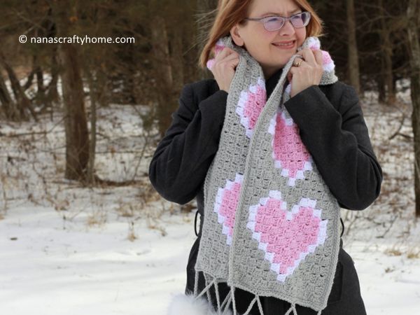 Heart C2C Scarf