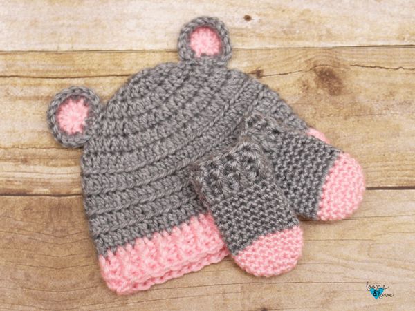 Crochet Baby Bear Hat and Mittens