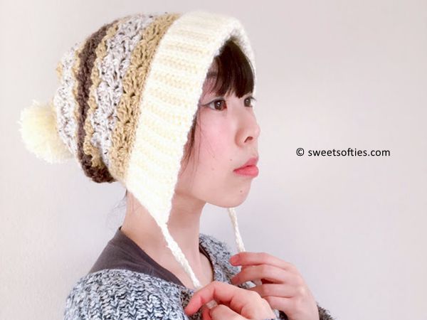 Slouchy Beanie with Pom Poms