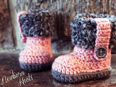 Girls Fur Flap Baby Booties