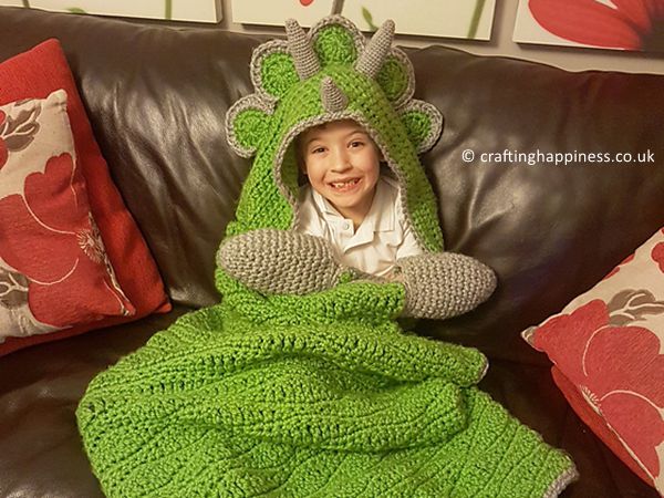2 in 1 Hooded Triceratops Dinosaur Blanket