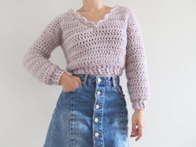 Chunky Cropped Crochet Sweater