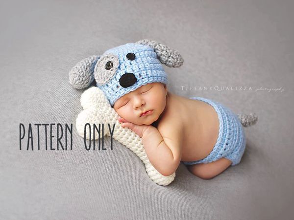 Newborn Puppy Hat and Diaper Cover Set