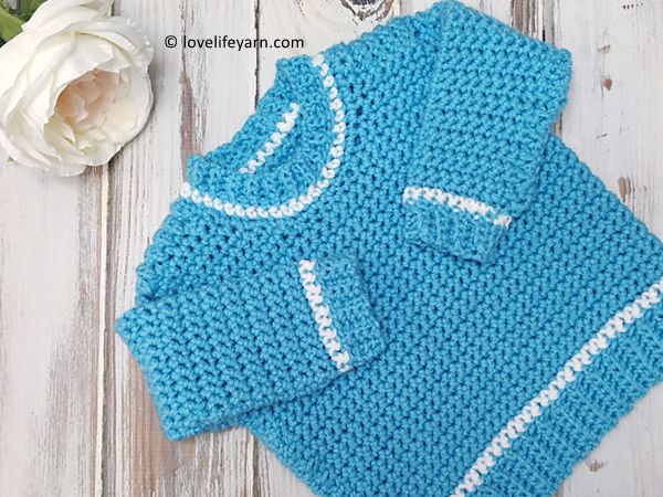 crochet Baby Ribbed Shoulder Sweater free pattern