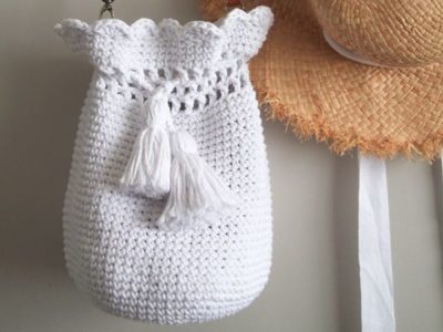 crochet Scallop Bucket Bag free pattern