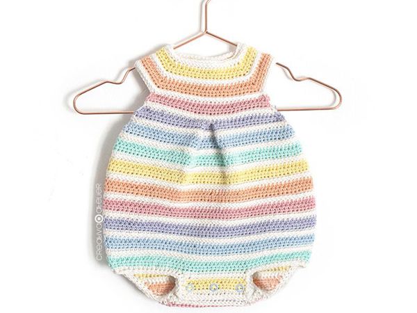 Crochet Rainbow Romper free pattern