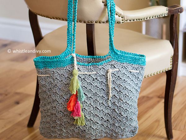 crochet Raffia Shells Tote free pattern