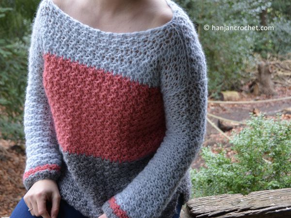 crochet Colour Block Jumper free pattern