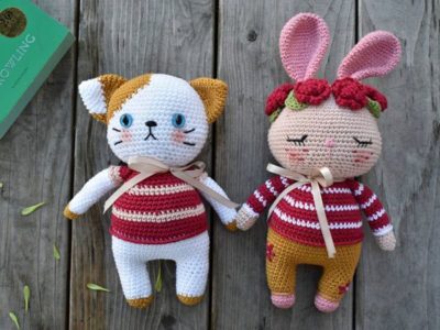 crochet Combo Momo Cat and Gigi Bunny pattern