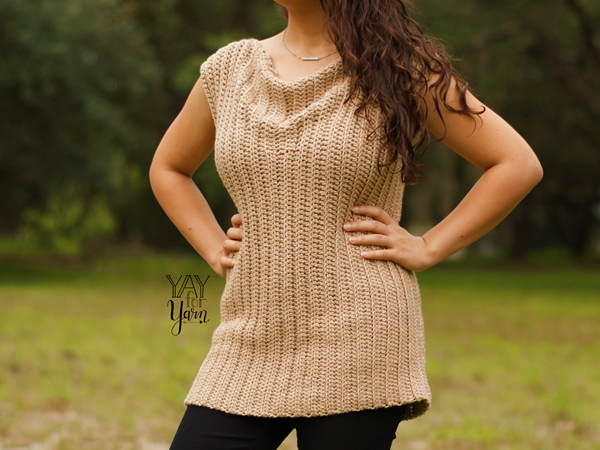 crochet Cowl Neck Tee free pattern