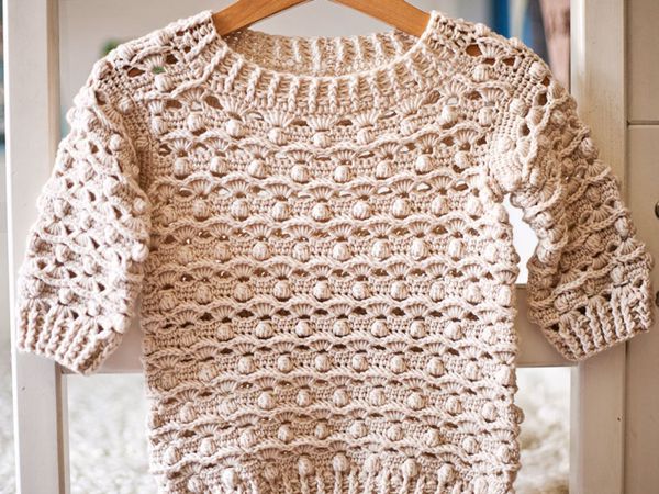 crochet Waves and Bobble Sweater pattern