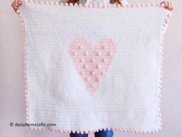 Crochet Polka Dot Heart Doll Blanket