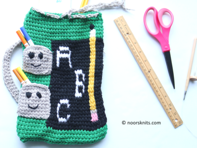 crochet Back 2 School Tunisian Bag free pattern
