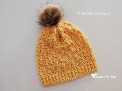 crochet Bobble Drops Pompom Hat free pattern